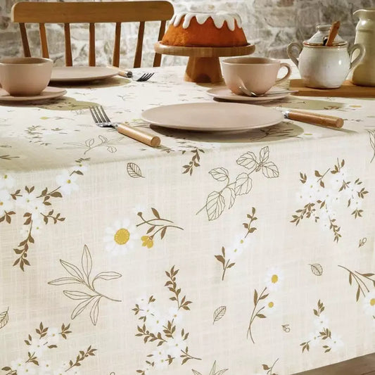 Toalha de Mesa Quadrada 1,40×1,40 m – 4 Lugares | Döhler Clean Athenas Esmeralda 01 – 50% Algodão 50% Poliéster | Estampa Floral Luxo