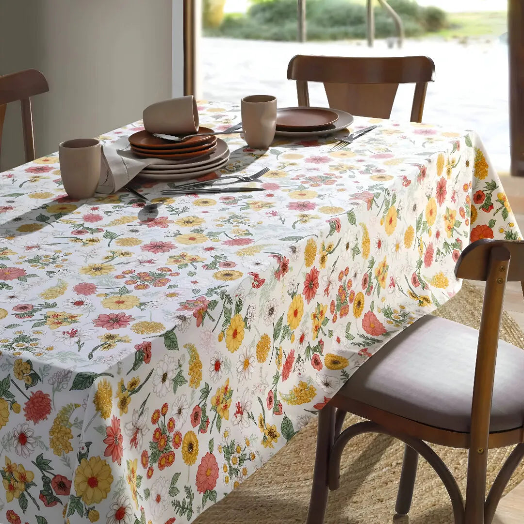 Toalha de Mesa Retangular 8 Lugares Döhler Clean Elane 1,60 m x 2,50 m 50% Algodão 50% Poliéster