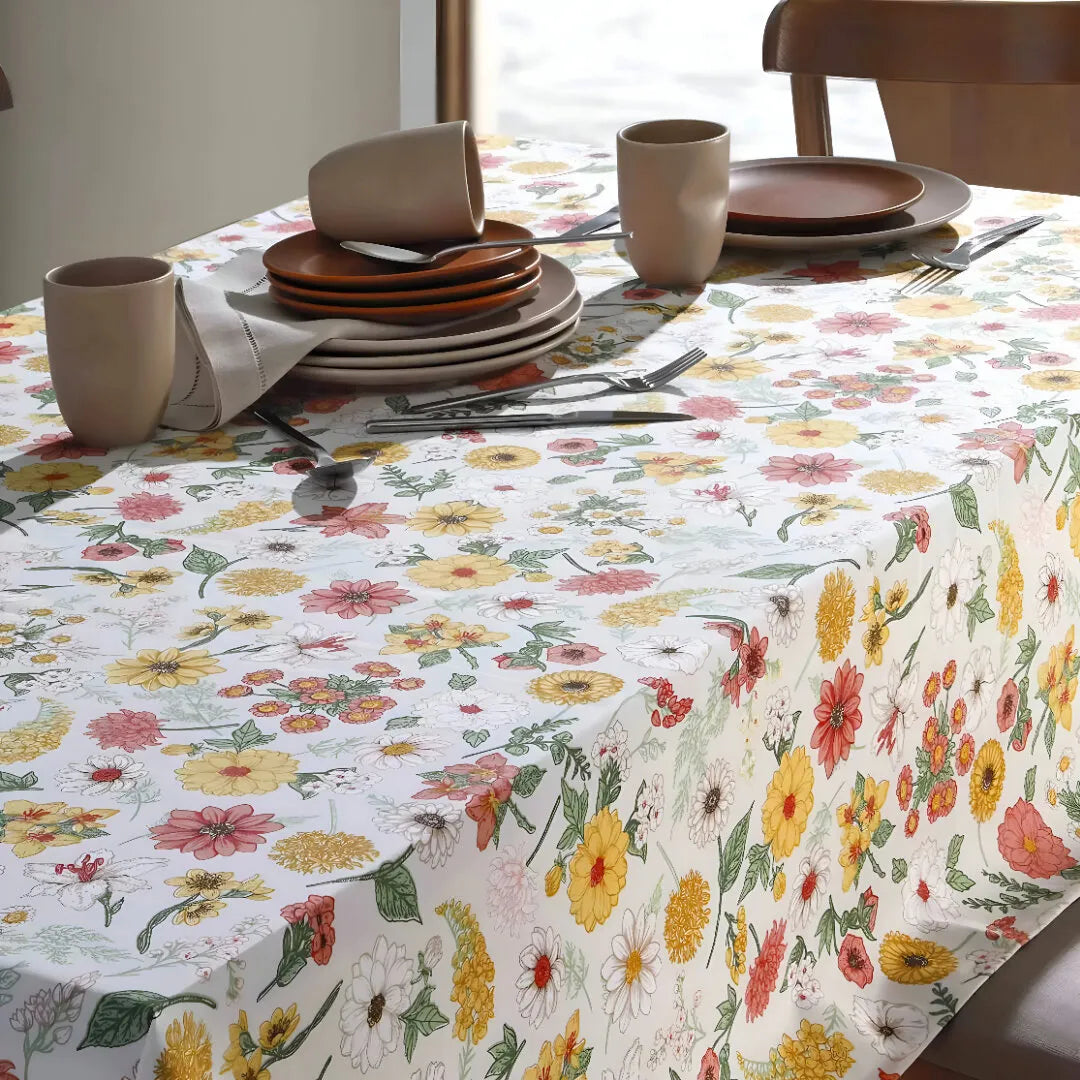 Toalha de Mesa Retangular 8 Lugares Döhler Clean Elane 1,60 m x 2,50 m 50% Algodão 50% Poliéster
