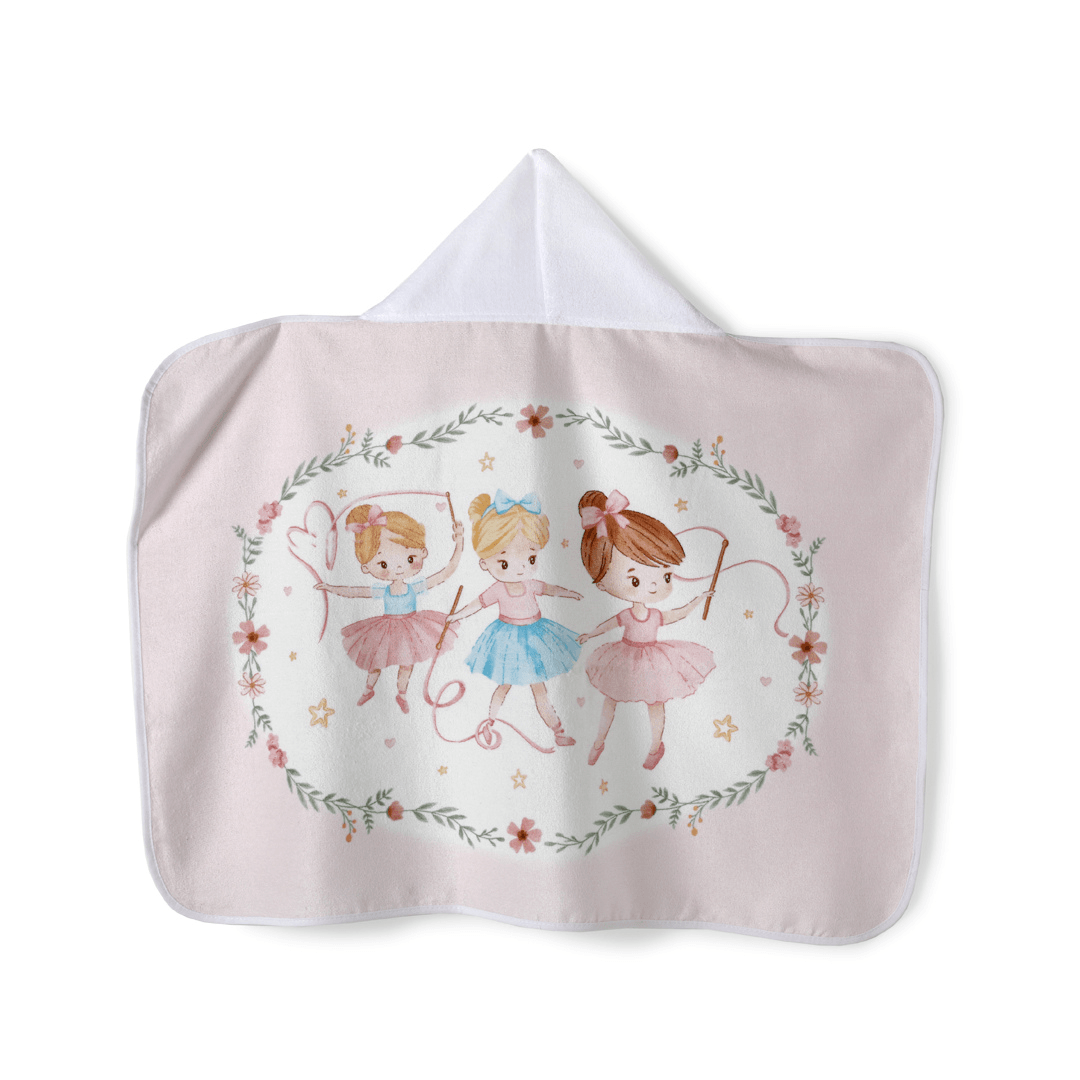 Toalha de Banho Infantil com Capuz Bailarina Döhler Velour 100% Algodão 90x70cm