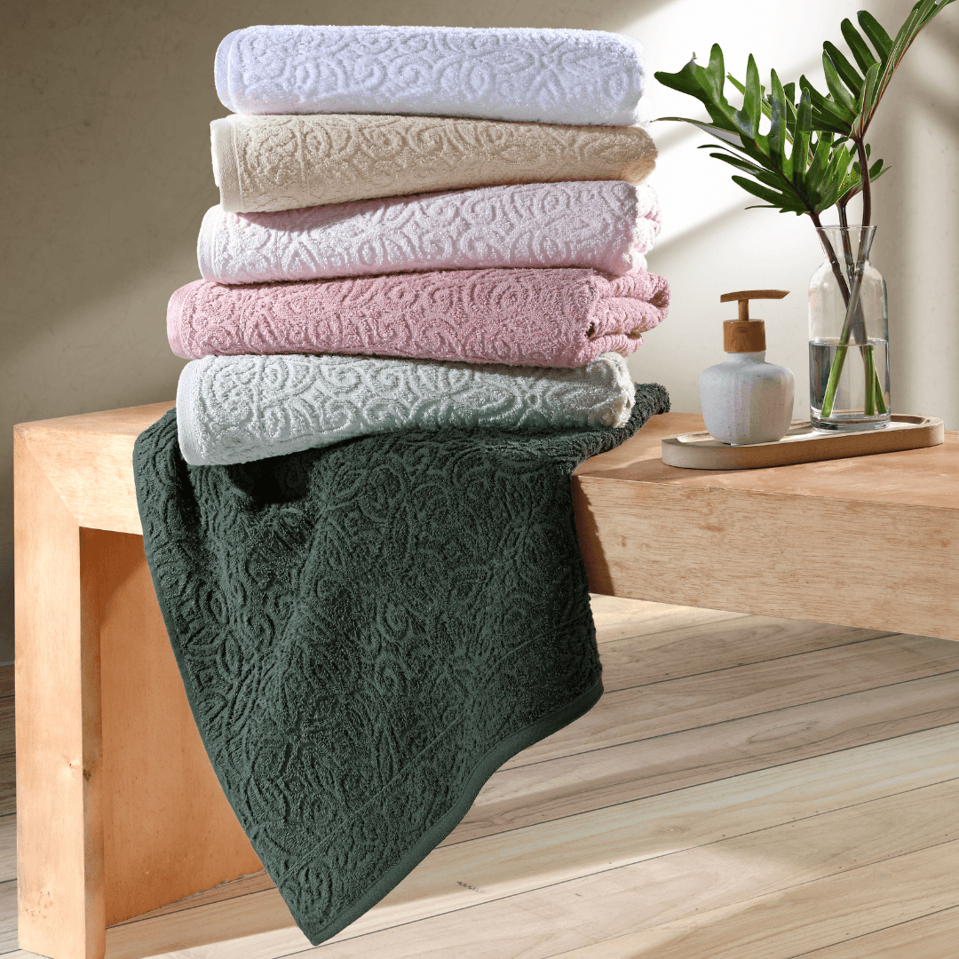 Toalha de Rosto Döhler Provença Jacquard Verde Claro 50x90cm – Felpuda, Macia e Absorvente