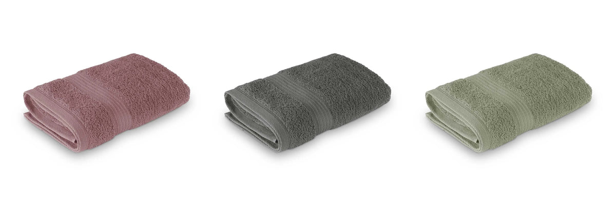 Toalha de Banho Magnus Appel 68x140cm | 100% Algodão Egípcio | 560g/m² | Verde Matte / Cinza Onix / Rosa Místico