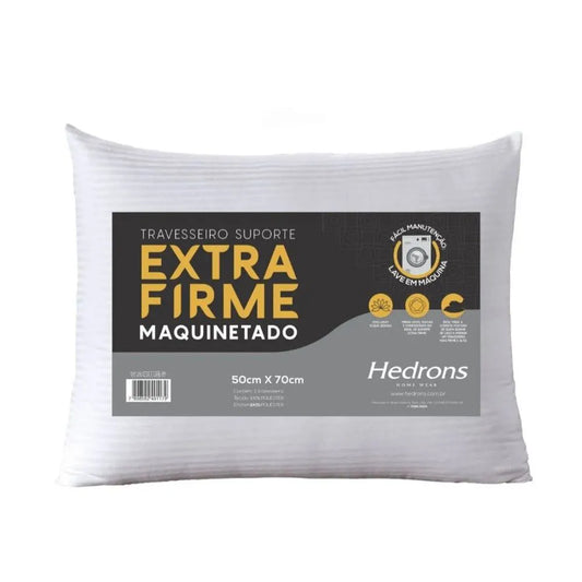 Travesseiro Maquinetado Suporte Extra Firme Hedrons 50x70cm — Para Quem Dorme de Lado