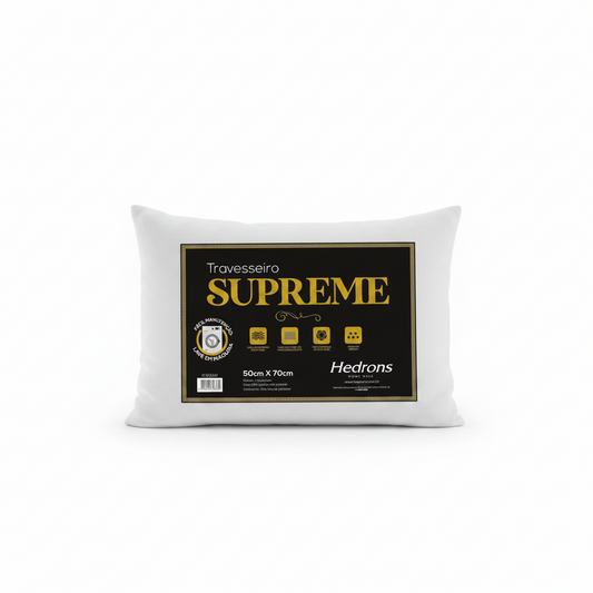 Travesseiro Supreme Hedrons – 50 x 70 cm – Suporte Firme e Capa Matelassada – Branco