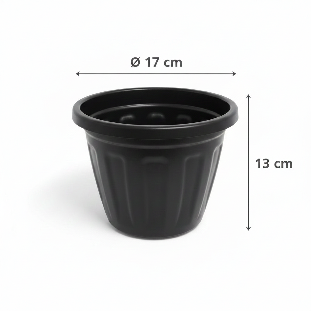 Vaso Plástico Redondo Preto nº 2 Gibafer – 17x13 cm | Ideal para Mudas, Temperos e Suculentas