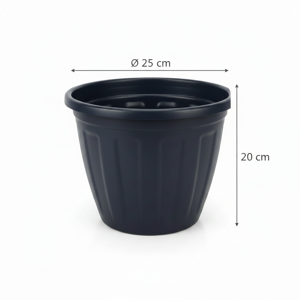 Vaso de Planta Plástico Redondo Nº 4 Preto 25x20cm – Gibafer